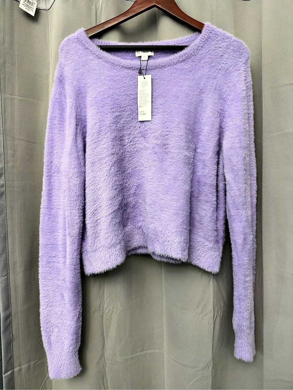 The Drop Juliana Cropped Eyelash Sweater Purple XXL